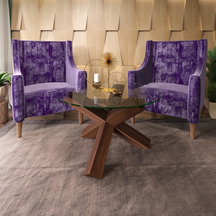 Журнальный стол, стекло 10 мм еврокромка, шпонированный МДФ, арт_93