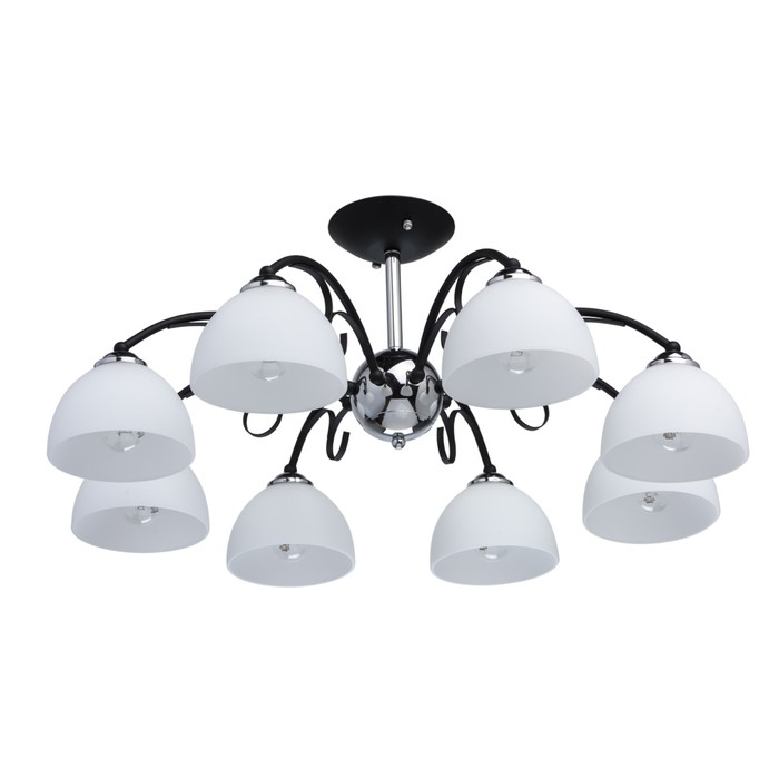 Люстра потолочная "Блеск" 8x60W E27 чёрный, хром 55x55x18см