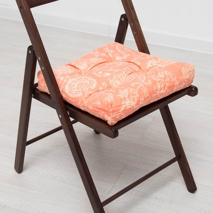 Подушка на стул набивная 05-803 40х40х8 см репс хл.100%, ПЭ 100%