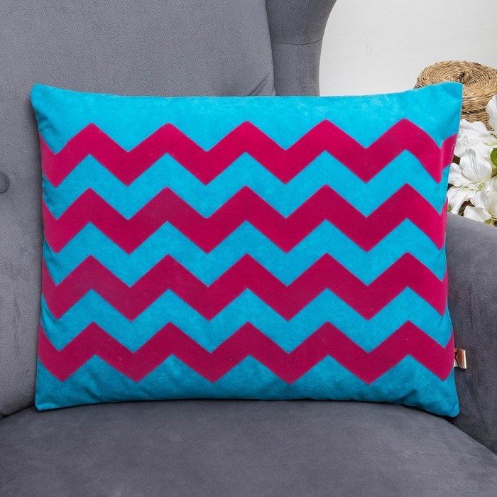 Подушка декоративная 04-882 MOJO ZIGZAG ворсовая 47х37х15 см, флок, ПЭ, ПЭ 100%