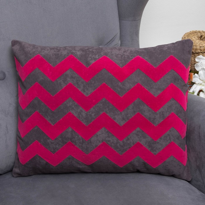 Подушка декоративная 04-899 MOJO ZIGZAG ворсовая 47х37х15 см, флок, ПЭ, ПЭ 100%