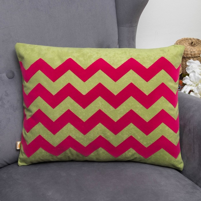 Подушка декоративная 04-905 MOJO ZIGZAG ворсовая 47х37х15 см, флок, ПЭ, ПЭ 100%
