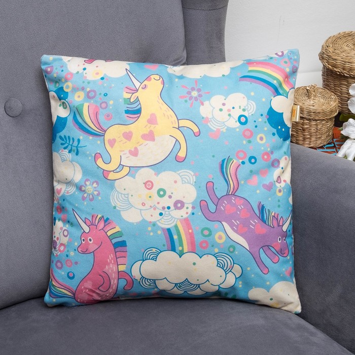 Подушка декоративная 06-619 35х35х15 см, сублимация велюр, ПЭ 100%