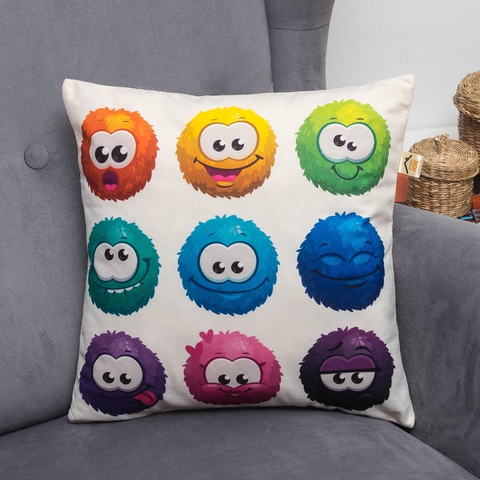 Подушка декоративная 07-371 35х35х15 см, сублимация велюр, ПЭ 100%