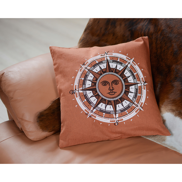 Подушка декоративная Стороны света 02-239 40х40х15 см, репс, хл 100%, чехол съемный