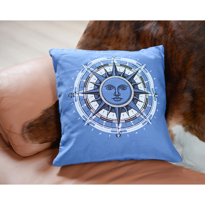 Подушка декоративная Стороны света 02-192 40х40х15 см, репс, хл 100%, чехол съемный