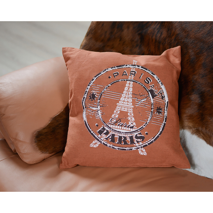 Подушка декоративная 02-369 Эйфелева башня 40х40х15 см, репс, хл 100%, чехол съемный