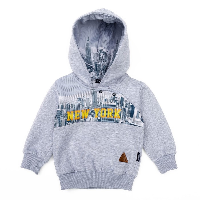 Джемпер для мальчика с капюшоном, рост 104 см, цвет серый G17-0576