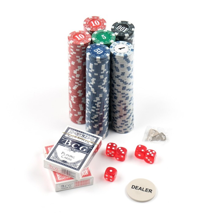 Покер в металлическом кейсе (карты 2 колоды, фишки 300 шт с/номиналом, 5 кубиков), 21 х 39.5 см, 452