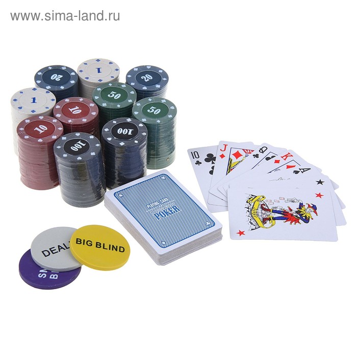 Покер, набор для игры (карты 2 колоды микс, фишки 200 шт.), с номиналом, 60 х 90 см покер набор для игры карты 2 колоды кубики игральные 6 шт микс