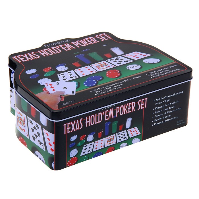 Покер, набор для игры (карты 2 колоды микс, фишки с номин.200 шт, сукно 60х90 см)