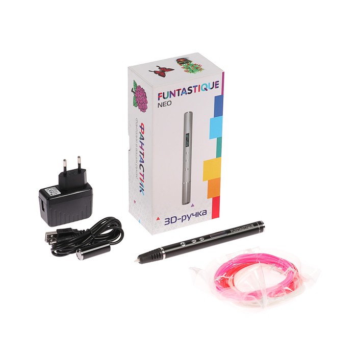 3D-ручка Funtastique NEO, ABS, PLA и SBS, с дисплеем, черный (+ пластик, 3 цвета)