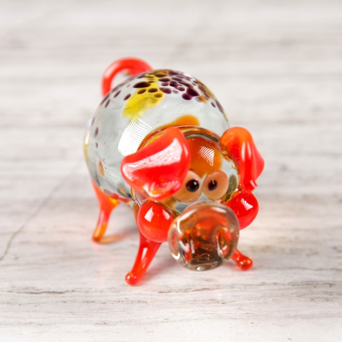 Сувенир из стекла миди "Свинка", микс, 7 х 3 х 3 см