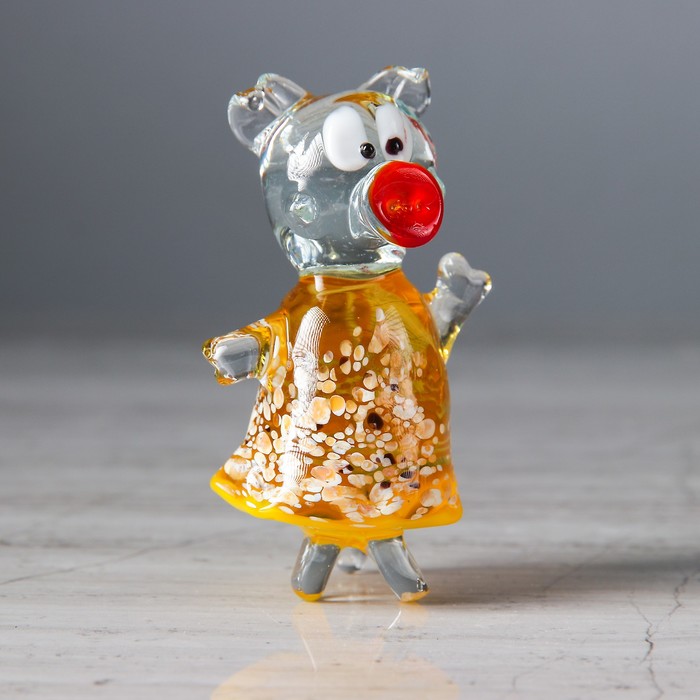 Сувенир из стекла средняя "Свинка", микс, 4 х 4 х 8 см