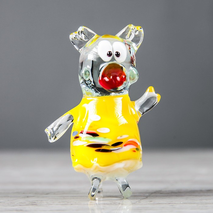 Сувенир из стекла средняя "Свинка", микс, 4 х 4 х 8 см
