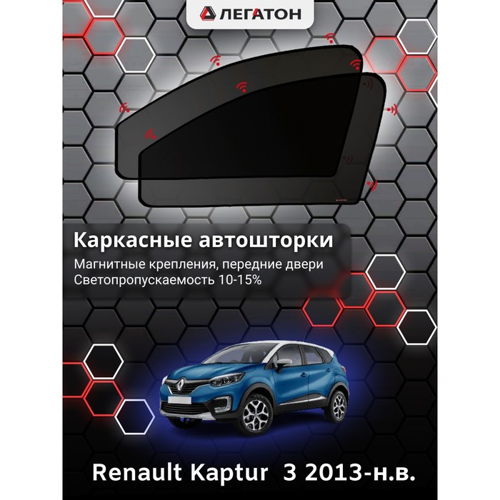 фото Каркасные шторки на renault kaptur г.в. 2013-н.в., передние, крепление: магниты легатон