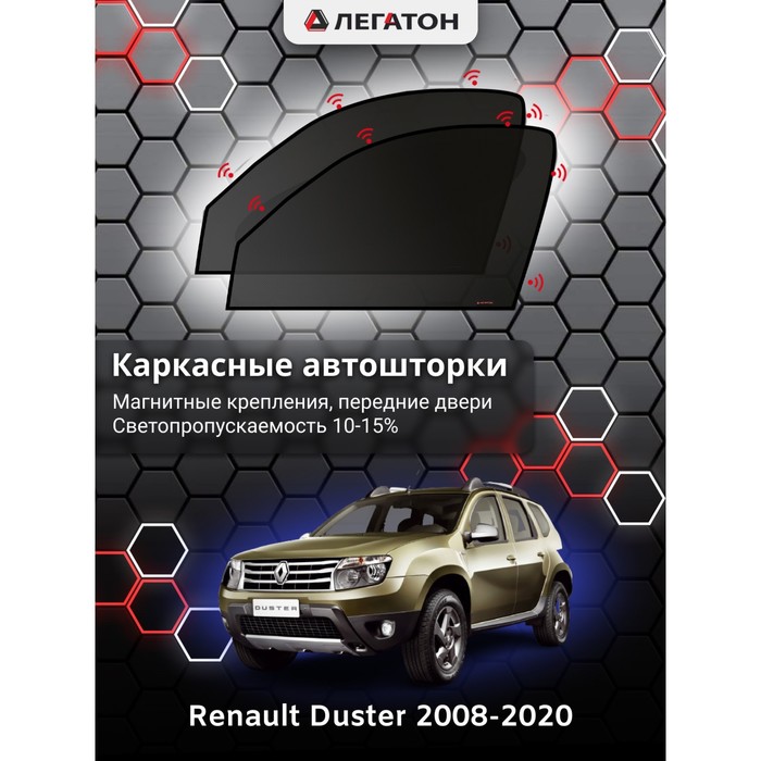 фото Каркасные шторки на renault duster г.в. 2008-н.в., передние, крепление: магниты легатон