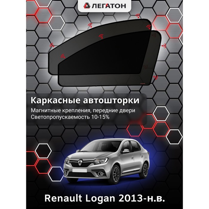 фото Каркасные шторки на renault logan г.в. 2013-н.в., передние, крепление: магниты легатон