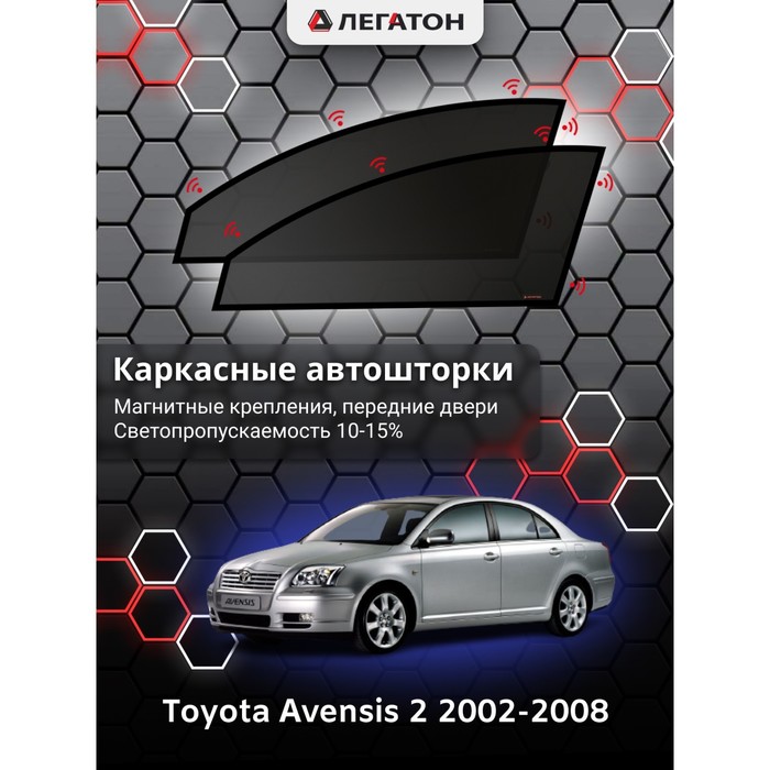 фото Каркасные шторки на toyota avensis 2 г.в. 2002-2008, передние, крепление: магниты легатон