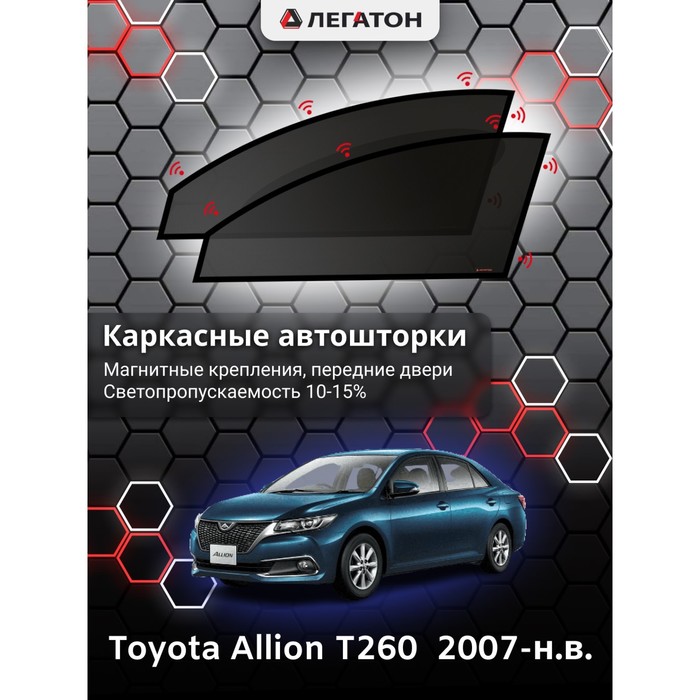 фото Каркасные шторки на toyota allion t260 г.в. 2007-н.в., передние, крепление: магниты легатон