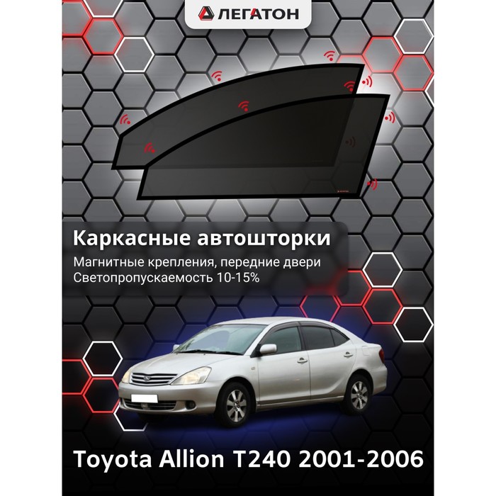 фото Каркасные шторки на toyota allion t240 г.в. 2001-2006, передние, крепление: магниты легатон