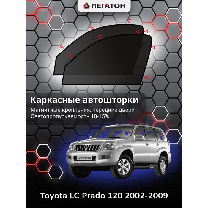 фото Каркасные шторки на toyota lc prado 120 г.в. 2002-2009, передние, крепление: магниты легатон