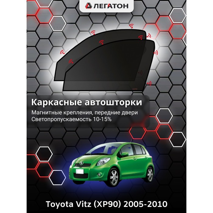 фото Каркасные шторки на toyota vitz (xp90) г.в. 2005-2010, передние, крепление: магниты легатон