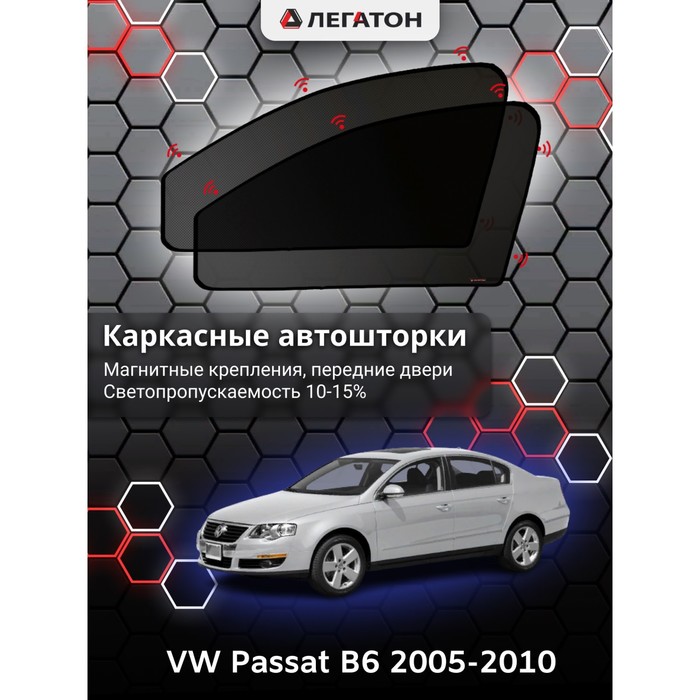 фото Каркасные шторки на vw passat b6 г.в. 2005-2010, передние, крепление: магниты легатон