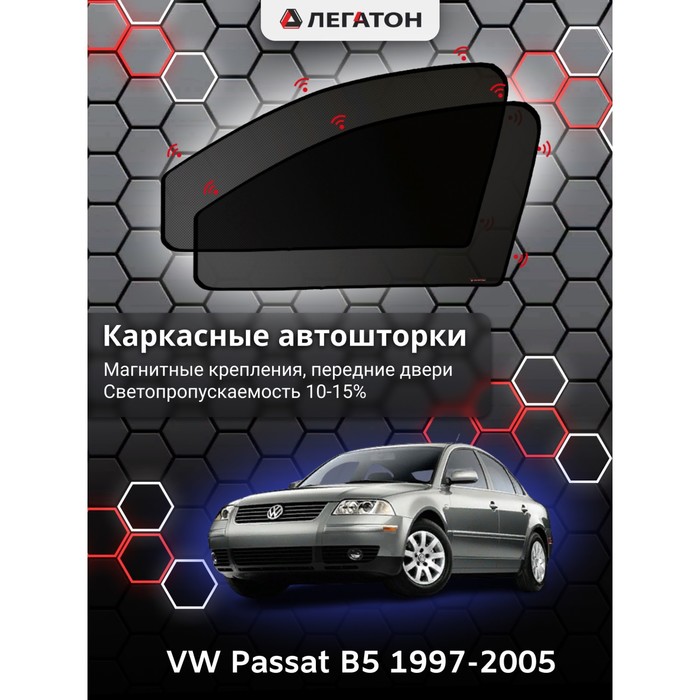 фото Каркасные шторки на vw passat b5 г.в. 1997-2005, передние, крепление: магниты легатон