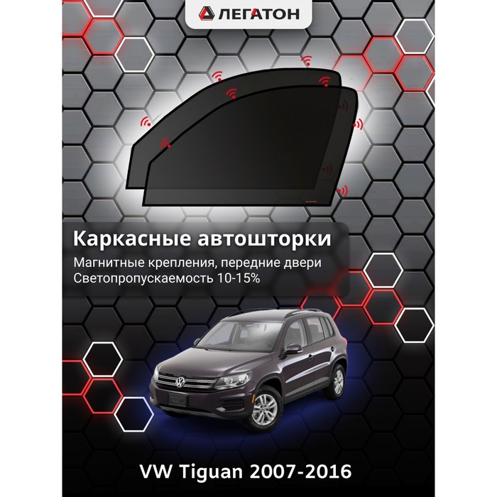 Каркасные автошторки VW Tiguan, 2007-2016, передние (магнит), Leg0762