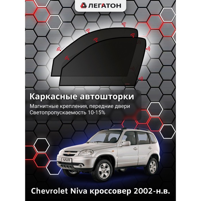 фото Каркасные шторки на сhevrolet niva г.в. 2002-н.в., передние, крепление: магниты легатон