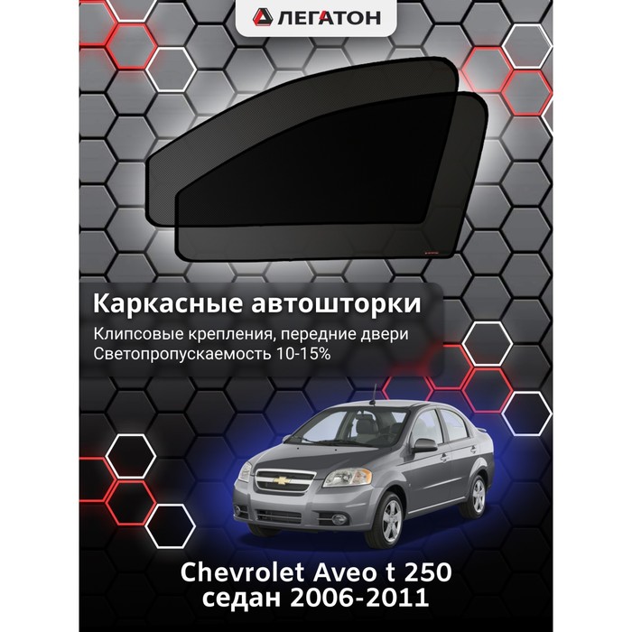 фото Каркасные шторки на сhevrolet aveo t 250 г.в. 2002-2011, передние, крепление: клипсы легатон