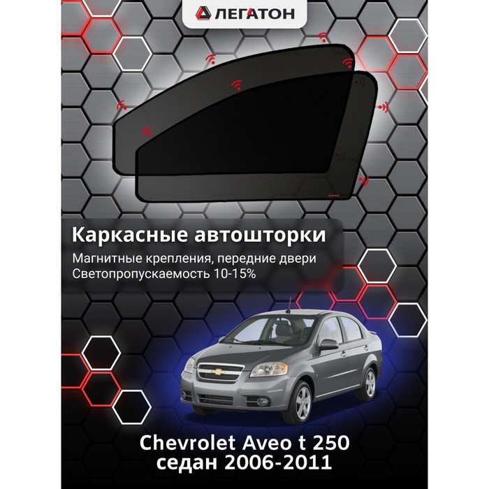 фото Каркасные шторки на сhevrolet aveo t 250 г.в. 2002-2011, передние, крепление: магниты легатон