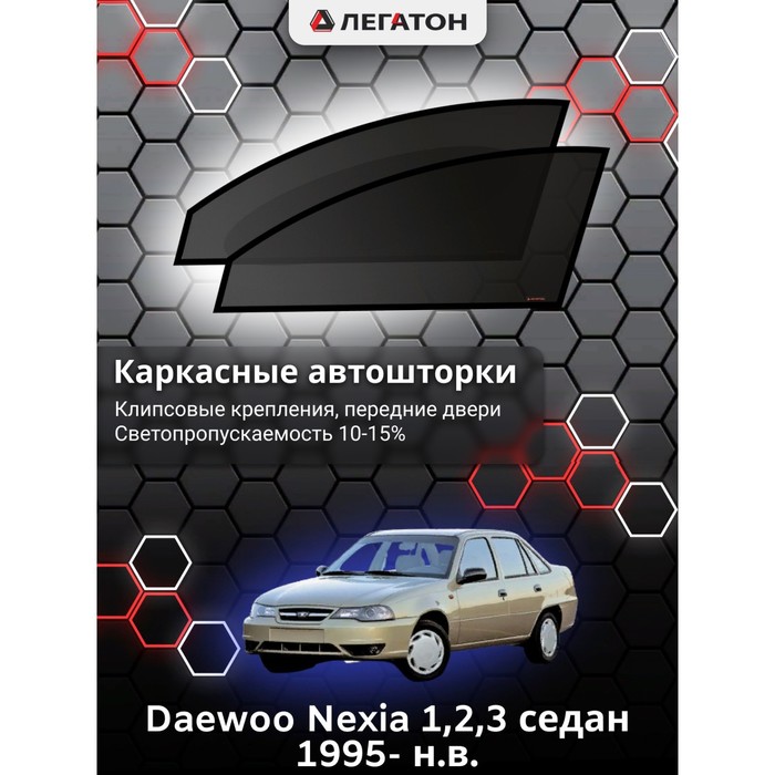 фото Каркасные шторки на daewoo nexia 1,2,3 г.в. 1995- н.в., передние, крепление: клипсы легатон