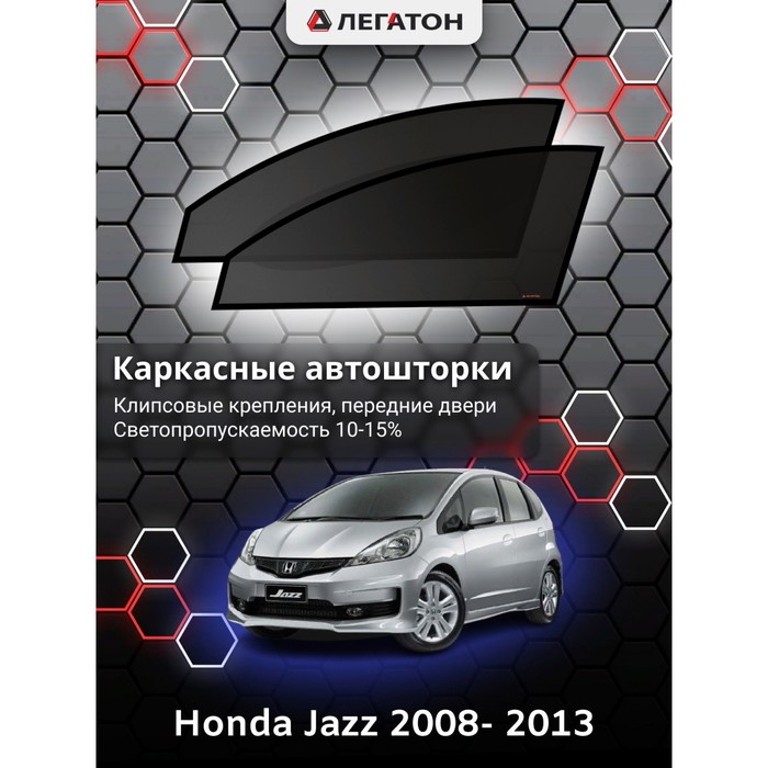 фото Каркасные шторки на honda jazz г.в. 2008- 2013, передние, крепление: клипсы легатон