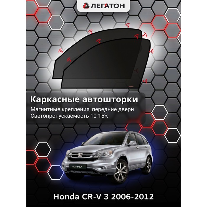 фото Каркасные шторки на honda cr-v 3 г.в. 2006-2012, передние, крепление: магниты легатон