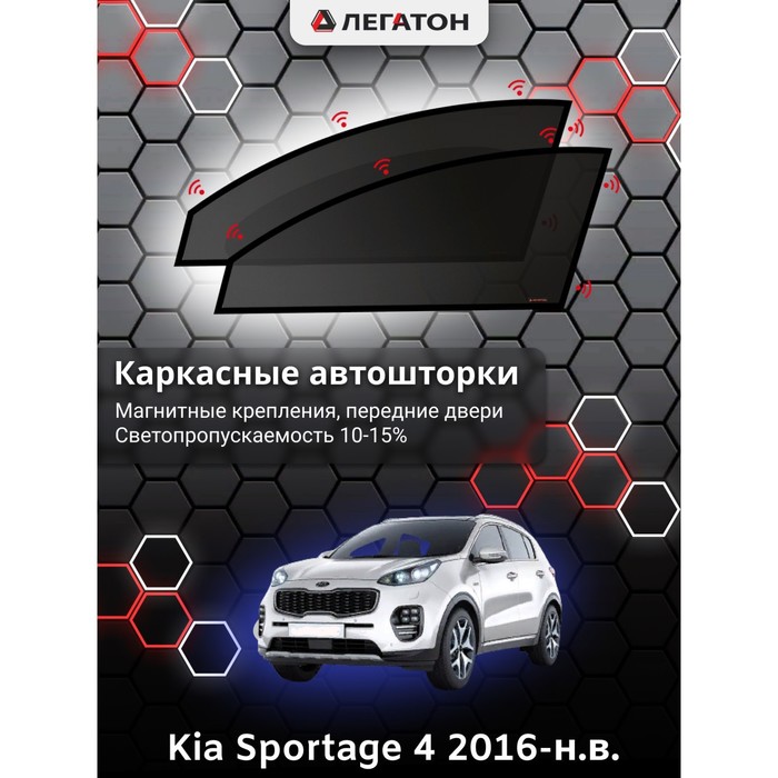 фото Каркасные шторки на kia sportage 4 г.в. 2016-н.в., передние, крепление: магниты легатон