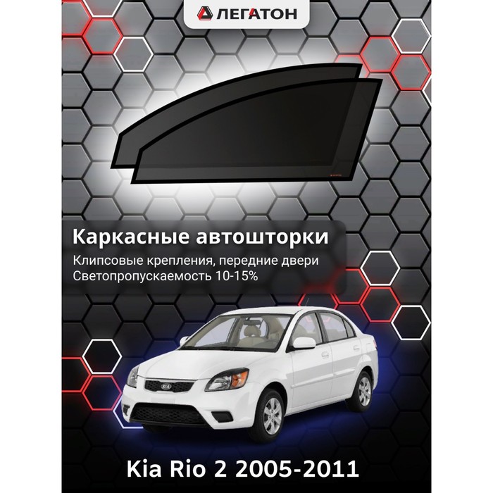 фото Каркасные шторки на kia rio 2 г.в. 2005-2011, передние, крепление: клипсы легатон