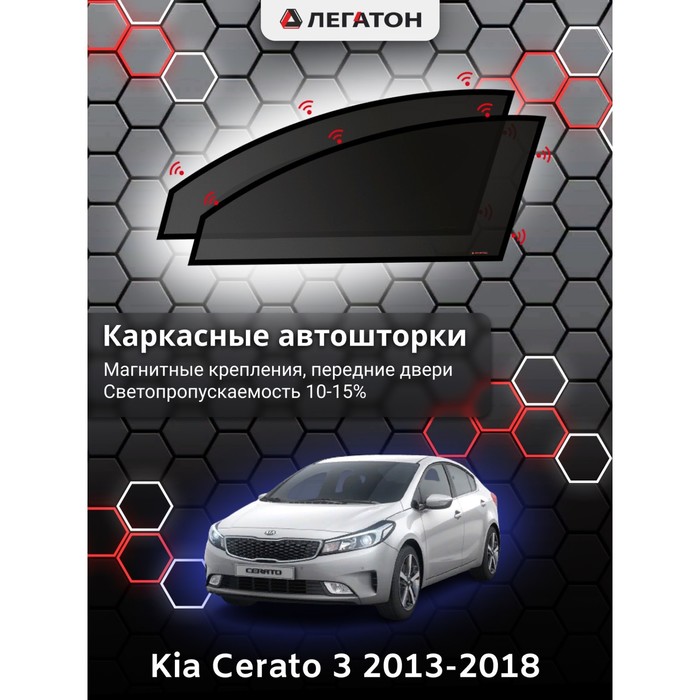 фото Каркасные шторки на kia cerato 3 г.в. 2013-2016, передние, крепление: магниты легатон