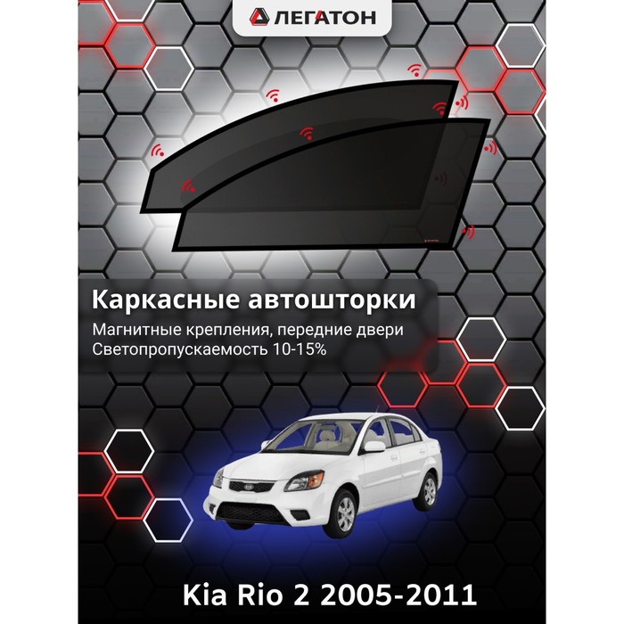 фото Каркасные шторки на kia rio 2 г.в. 2005-2011, передние, крепление: магниты легатон