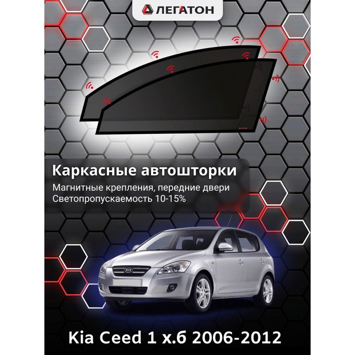 фото Каркасные шторки на kia ceed 1 хэтчбек г.в. 2006-2012, передние, крепление: магниты легатон