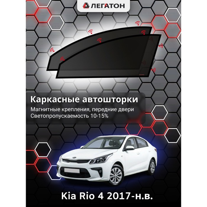 фото Каркасные шторки на kia rio 4 седан г.в. 2017-н.в., передние, крепление: магниты легатон