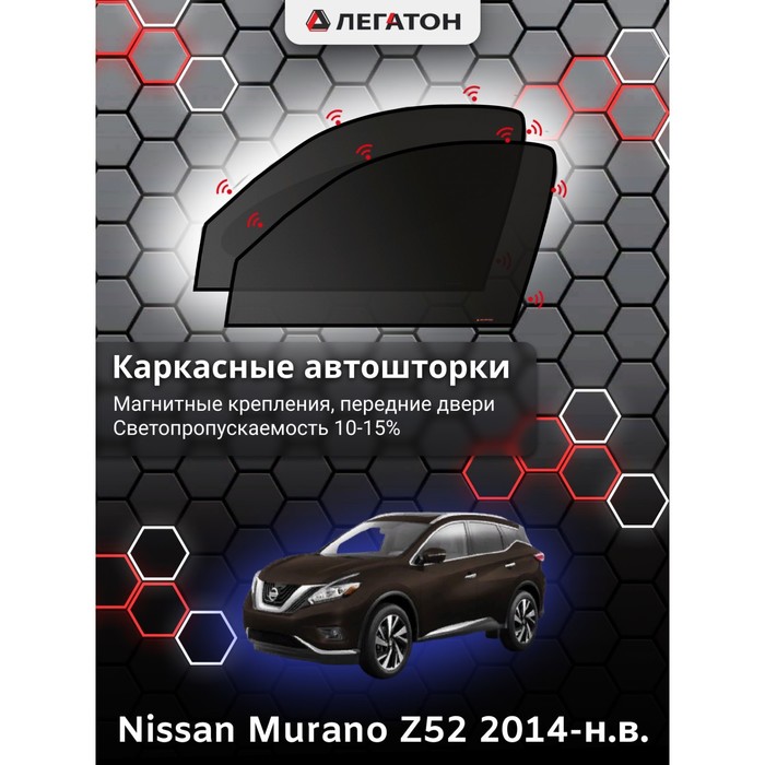 фото Каркасные шторки на nissan qashqai г.в. 2014-н.в., передние, крепление: магниты легатон