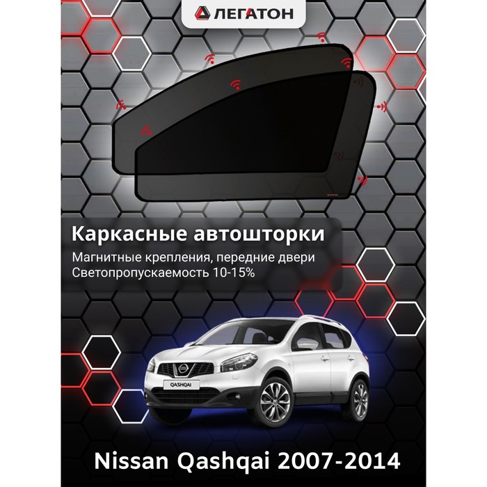 фото Каркасные шторки на nissan qashqai г.в. 2007-2014, передние, крепление: магниты легатон