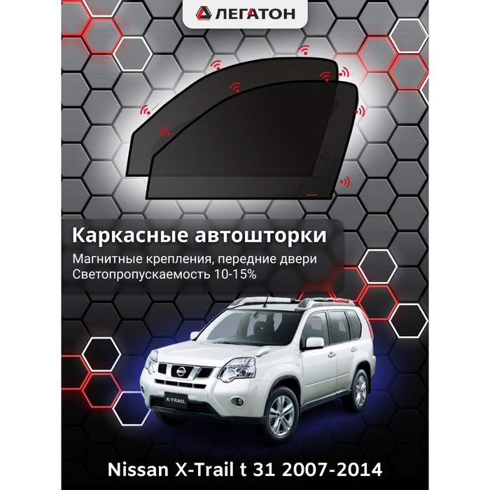 фото Каркасные шторки на nissan x-trail t 31 г.в. 2007-2014, передние, крепление: магниты легатон