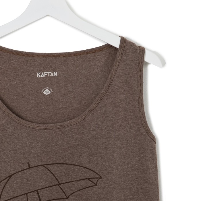 Майка удлиненная женская KAFTAN "Happy family" кофе, р-р 42-44, 100% хлопок