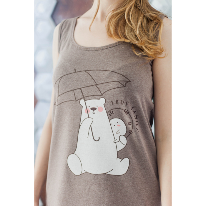 Майка удлиненная женская KAFTAN "Happy family" кофе, р-р 46-48, 100% хлопок