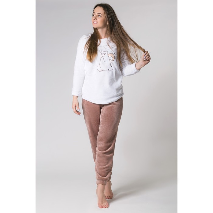 Брюки женские KAFTAN "Happy family" кофе, р-р 42-44, 100% п/э, велсофт