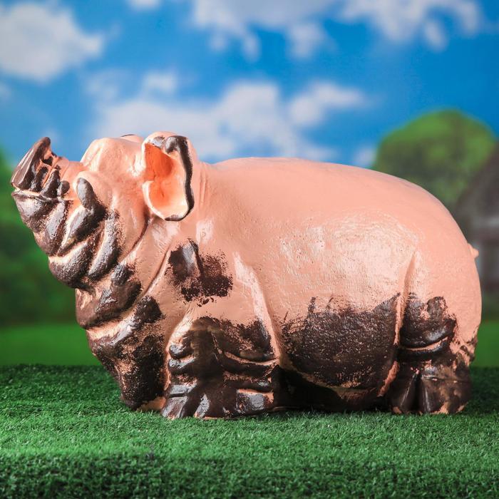 Садовая фигура "Свинья в грязи", огромная 50 х 30 см
