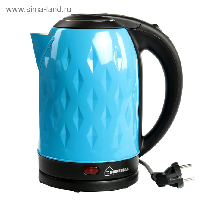 фото Чайник электрический homestar hs-1013, металл, 2 л, 1500 вт, голубой